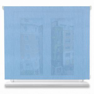 Estor enrollable translúcido poliéster liso color celeste 110x200cm.