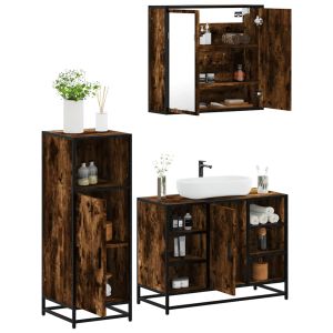 Set de muebles baño 3 pzas madera contrachapada roble ahumado esb3932