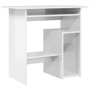 vidaXL escritorio de madera contrachapada blanco brillo 80x45x74 cm