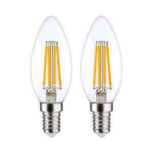 Pack 2 bombillas LED filamento vela e14 4w equi.40w 470lm 2700k