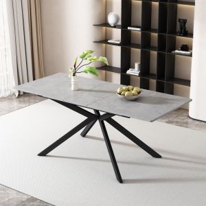 Mesa de comedor extensible rectangular mdf negro gris 76x150x70cm