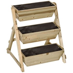 Jardinera de escalera 71x61x77 cm madera de abeto color marrón Outsunny