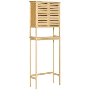 Mueble sobre inodoro 60x23x173 cm bambú color marrón kleankin, hogar - baño