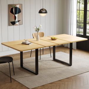 Mesa de comedor extensible 3 posiciones mdf roble 140-180-220x80cm