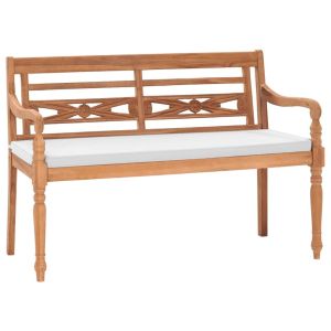 vidaXL banco batavia con cojines 120 cm teca