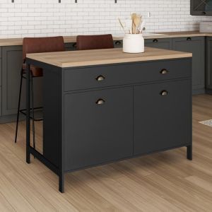 Isla central isis negra encimera haya - 120 cm