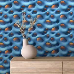Papel pintado 3d olas azul y naranja 60cm por 250cm