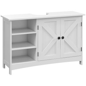 Armario de baño 90x30x60 cm mdf color blanco kleankin, hogar - baño