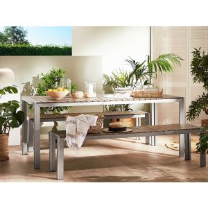 Conjunto de comedor exterior con bancos 6 plazas nardo marrón