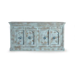 Aparador lorne de madera de mango en color verde azulon 190 cm