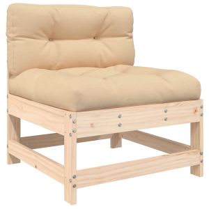 vidaXL sofá central con cojines madera maciza de pino