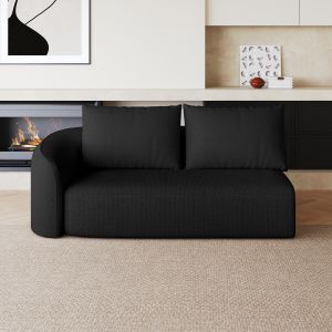 Sofá chaise longue izquierda de tela negro 2 plazas para salón