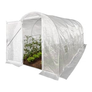 Invernadero de túnel "mimosa" con puerta - 9 m² - 180 g - blanco