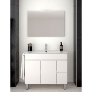 Mueble de Baño ISQUIA  incluye lavabo dos senos y espejo 120x45Cm Blanco