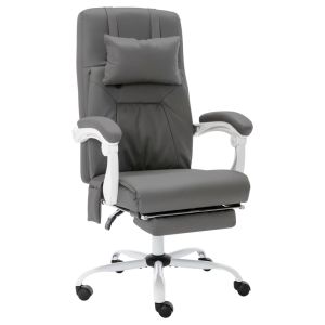 vidaXL silla de oficina de masaje cuero sintético gris