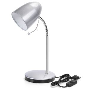 Aigostar lámpara de escritorio retro metal E27, cable 153cm, plata