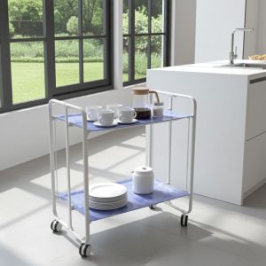 Carrito auxiliar con ruedas bauhaus armazón metálico blanco, 2 bandejas