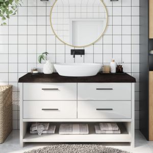 Encimera de baño madera tratada marrón oscuro 140x60x(2-6) cm eerf4731