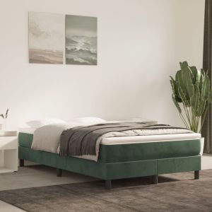 Cama box spring con colchón terciopelo verde oscuro 120x200 cm es6451