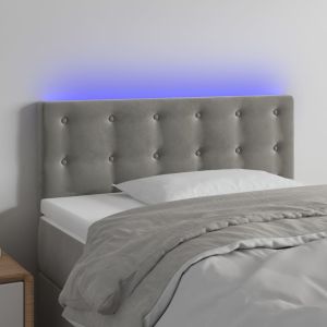 Cabecero con LED de terciopelo gris claro 90x5x78/88 cm eso6837
