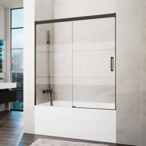 Mampara de bañera frontal + corredera basic 140-145cm serigrafiado titanio