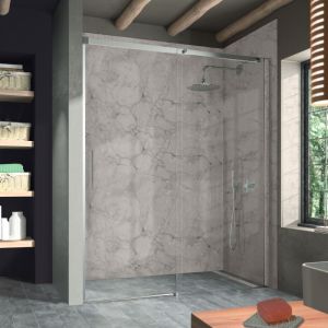 Mampara luna de ducha frontal plata brillo 160-164cm