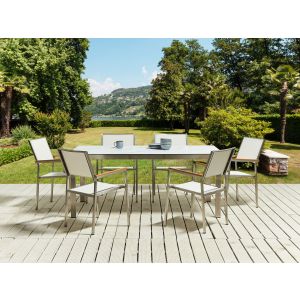 Conjunto de comedor mármol blanco cosoleto/grosseto