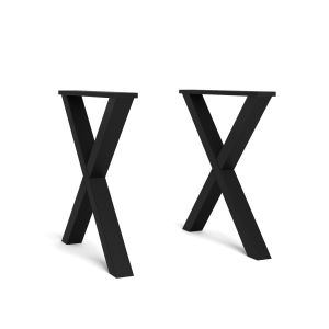 Soporte en x, madera maciza, negro lacado