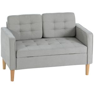 Sofá dos plaza 117x62x78 cm terciopelo color gris Homcom