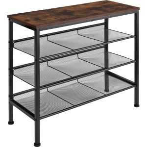 Zapatero estilo industrial y 3 estantes 75,5x30,5x69,5cm madera oscura