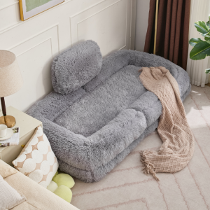 Sillón suelo ajustable gris claro 1 plaza con cojín 5 posiciones