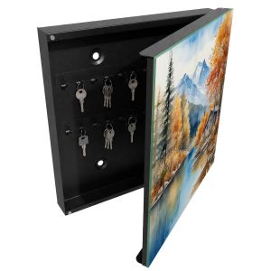 Caja guarda llaves 30x30x5 otoño en la montaña, apertura derecha