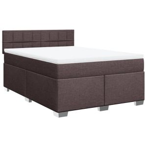 vidaXL cama box spring con colchón tela marrón oscuro 160x200 cm