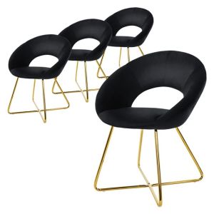 4x silla de comedor/salón asiento ergonómico terciopelo negro