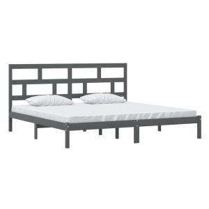vidaXL estructura de cama de madera maciza de pino gris 200x200 cm