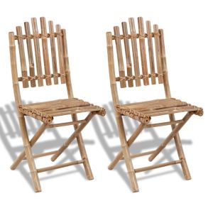 vidaXL sillas de jardín plegables 2 unidades bambú
