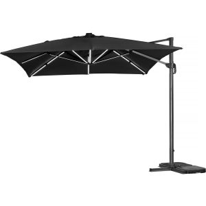 Parasol de jardin LED alu "sun 3 luxe" - cuadrado -  3 x 3 m - negro