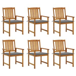 vidaXL sillas de jardín y cojines 6 unidades madera maciza de acacia