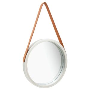 Espejo de pared con correa plateado 40 cm