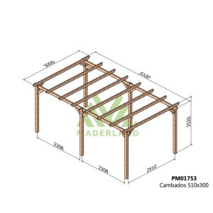 Pérgola de madera maciza - cambados 510x300cm (maderland)