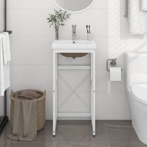 Estructura de baño con lavabo incorporado hierro blanco esb5651