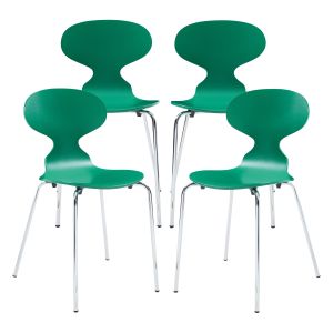 Conjunto de 4 sillas de comedor kil 80x47x48cm verde/cromo [en.casa]