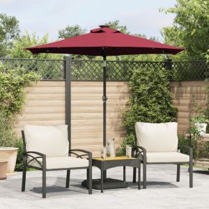 Sombrilla jardín con luz LED poste acero burdeos 225x225x212 cm eerf6451