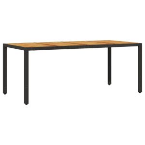 vidaXL mesa de jardín superficie madera acacia ratán negro 190x90x75cm