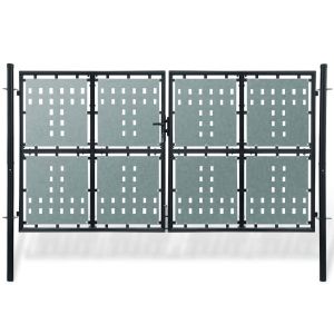 vidaXL puerta de valla individual negra de 300 x 150 cm