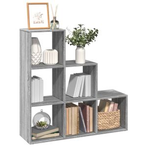 Librería divisor 3 niveles madera gris sonoma 99x29x99 cm