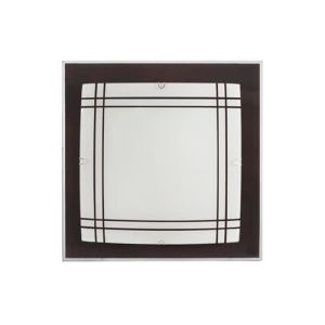 Plafón - amet - wengué - vidrio decorado - 2 casquillos E27