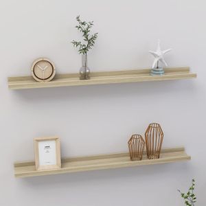 Estantes de pared 2 unidades roble sonoma 80x9x3 cm