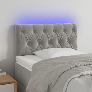 Cabecero con LED de terciopelo gris claro 80x7x78/88 cm eso7458