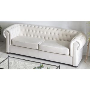 Sofa chester 3p terciopelo beige 210x90x75 cms. 210x90x75 cms